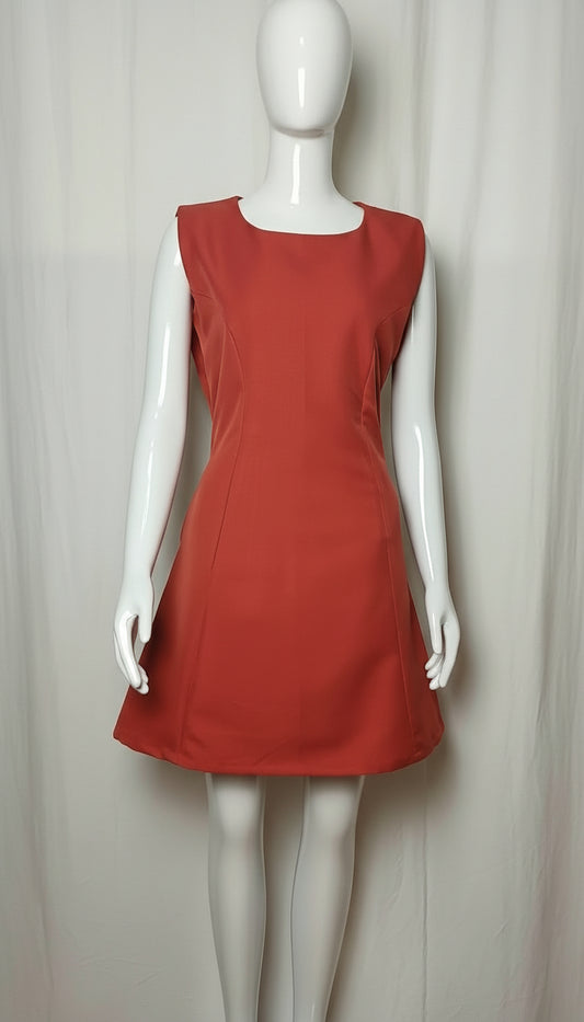 Terracotta Sleeveless A-Line Mini Dress for Young Ladies