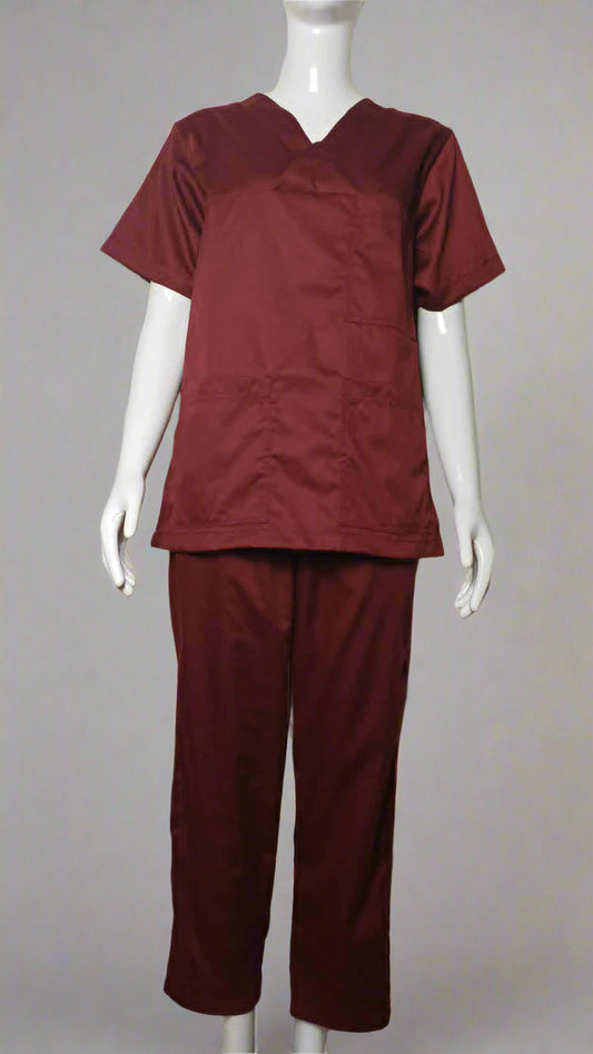 Women's Maroon Scrub Suit Set