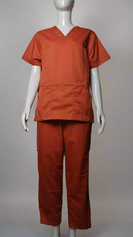 Women's Orange Scrub Suit Set