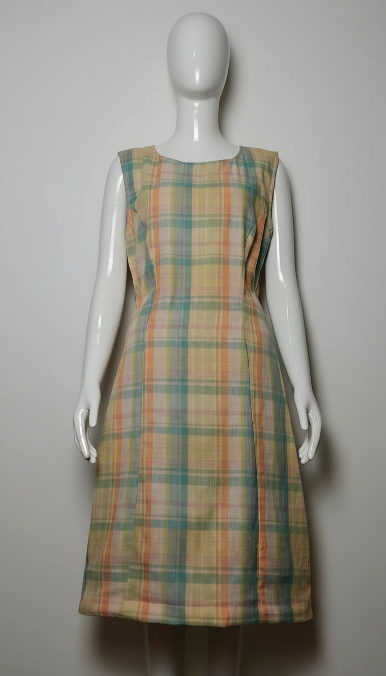 #077 Multi-Colored Checkered Sleeveless Dress for Women