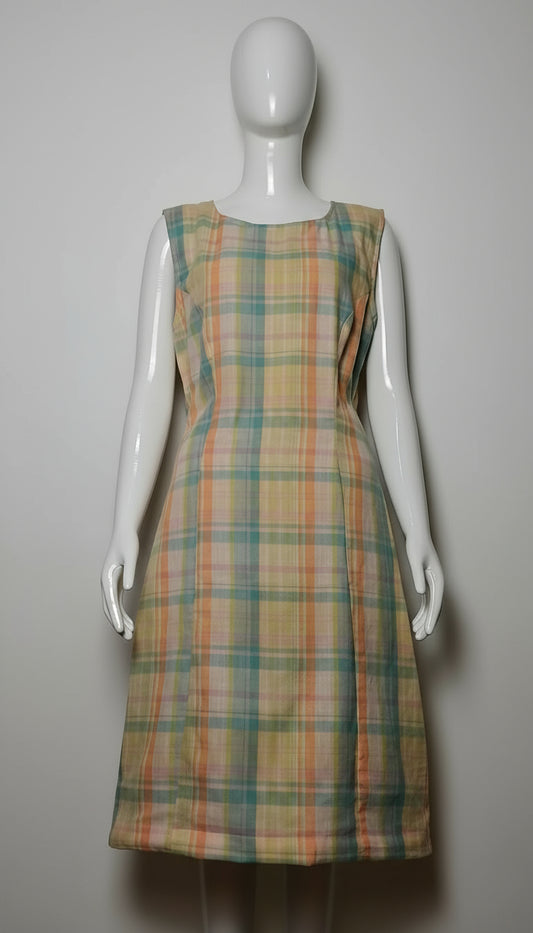 #077 Multi-Colored Checkered Sleeveless Dress for Women